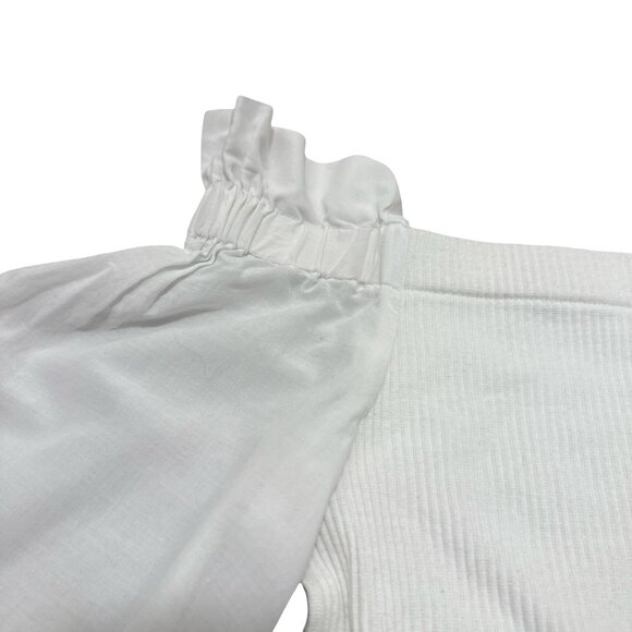 White Off-The-Shoulder Puff Sleeve Top - Picture 2 of 4